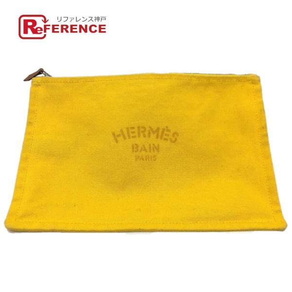 HERMES エルメス ニューヨッティングポーチ GM ポーチ キャンバス イエロー レディース【中古】