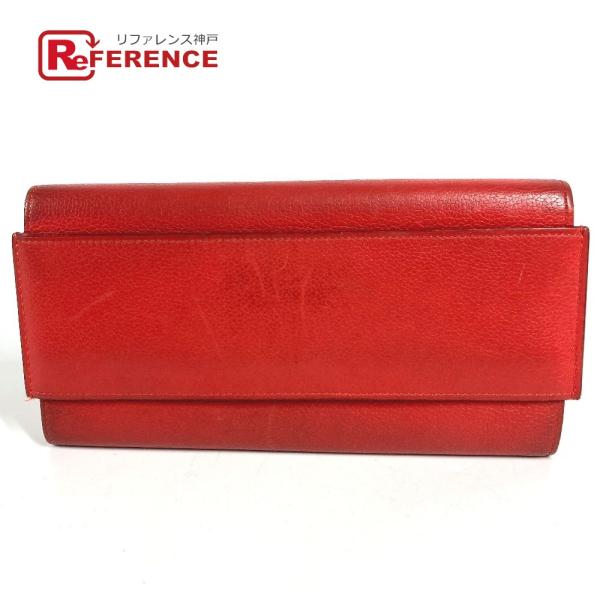 HERMES エルメス パッサンロング パッサン ロング  ロングウォレット コインケース付き 小銭入れ  長財布 レッド レディース【中古】