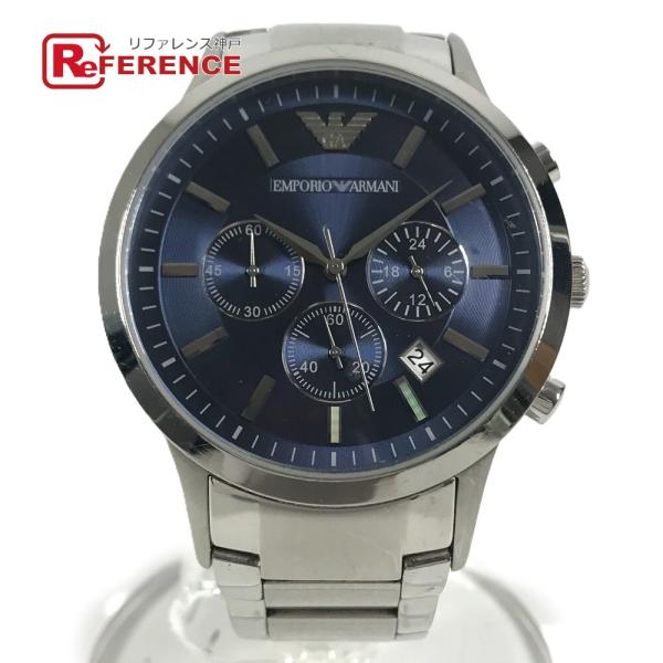Emporio Armani エンポリオ・アルマーニ AR-2448 クォーツ レナート クロノグラフ 腕時計 ブルー メンズ【中古】