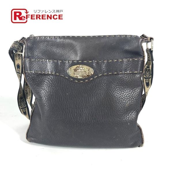 FENDI フェンディ セレリア ロゴ カバン 斜め掛け ポシェット ショルダーバッグ ダークブラウン レディース【中古】