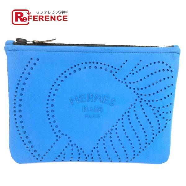 HERMES エルメス ネオバンカノエH PM メイクポーチ 化粧ポーチ マルチポーチ ポーチ ブルー ユニセックス【中古】