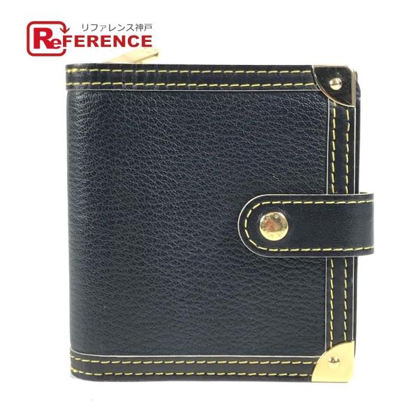 LOUIS VUITTON ルイヴィトン M91828 コンパクトジップ スハリ 2つ折り財布 ノワール ブラック ユニセックス【中古】