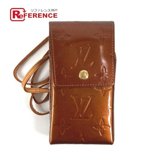 LOUIS VUITTON ルイヴィトン M91156 グリーン タバコケース  ショルダーバッグ モノグラムヴェルニ　 シガレットケース ブロンズ【中古】