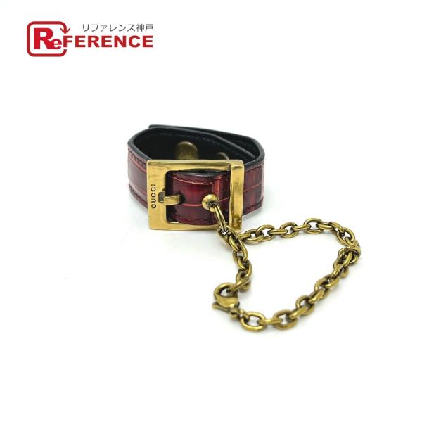 GUCCI グッチ 214351 バックル 手袋 グローブホルダー レッド レディース【中古】