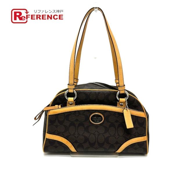 COACH コーチ F18919 シグネチャー カバン 肩掛け ボストンバッグ ブラウン レディース【中古】