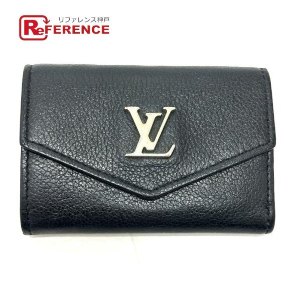 LOUIS VUITTON ルイヴィトン M63921 ポルト・フォイユ・ロックミニ コンパクトウォレット 3つ折り財布 ブラック レディース【中古】
