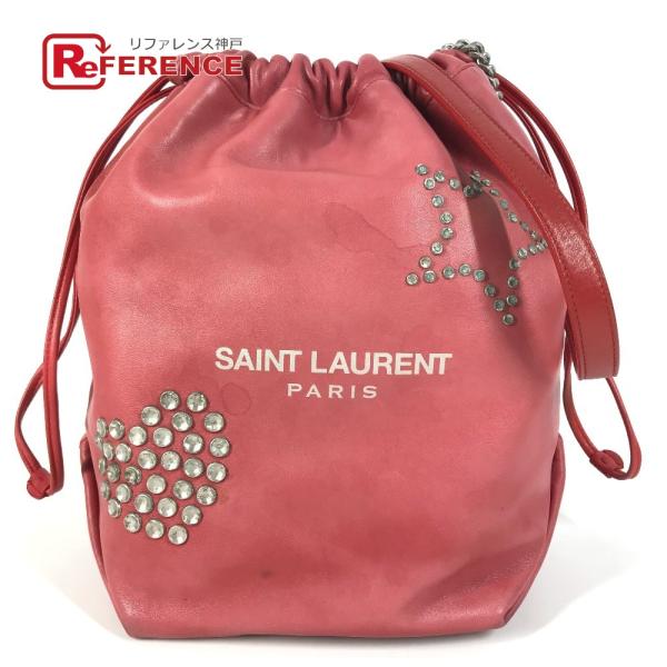 SAINT LAURENT PARIS サンローランパリ 538448 テディ スタッズ ロゴ ハート スター 星  チェーンバッグ 巾着 ショルダーバッグ 【中古】