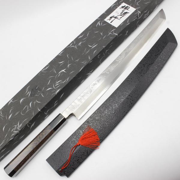 先丸柳刃包丁 高鳳 銀三 八角黒檀柄 鞘付き（刃渡り約29cm） imgrc0101411084.jpg