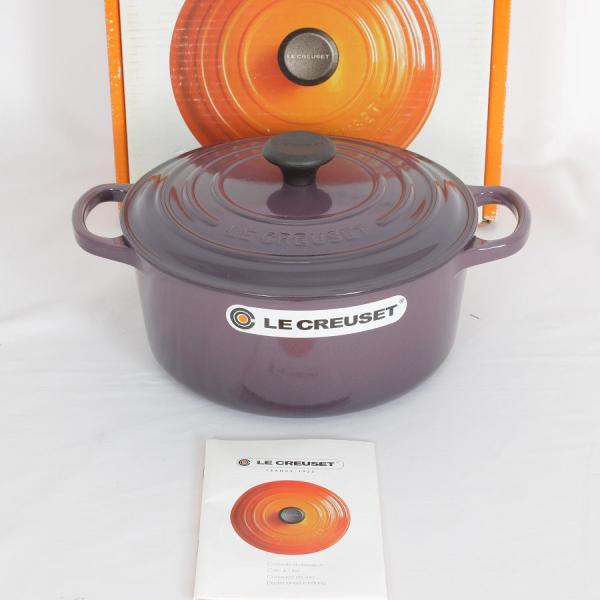 【新品】LE CREUSET　ココット ロンド カシス　22cm ボーナスストア+5％【新品】 ル・クルーゼ ココット・ロンド 22cm
