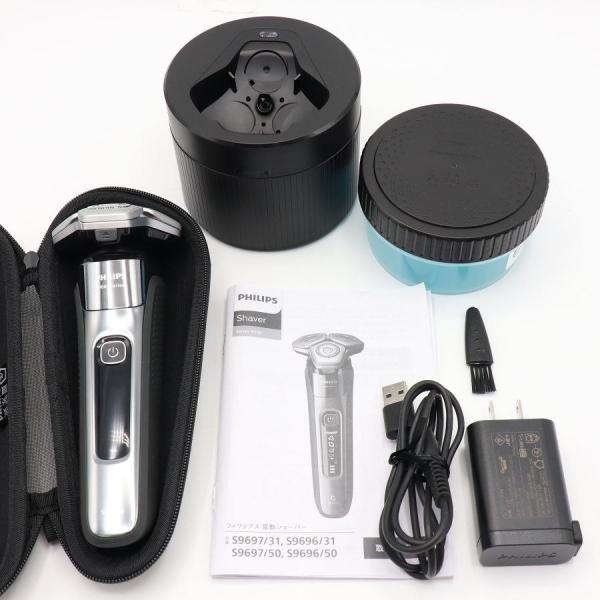ボーナスストアPlus【美品】PHILIPS S9000シリーズ S9697/50 ダーククローム 自動洗浄機能 メンズ 電気シェーバーフィリップス 本体