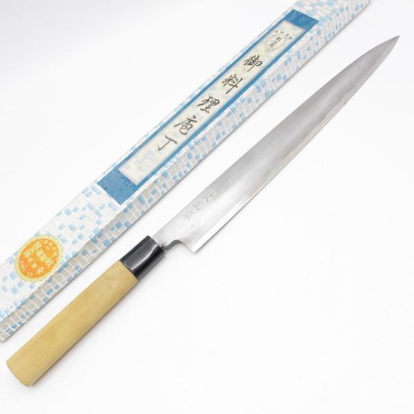 東京　紋三郎柳刃包丁 刃渡約30cm 木製ハンドル　水牛柄 東京 紋三郎柳刃包丁 刃渡約30cm 木製ハンドル 水牛柄