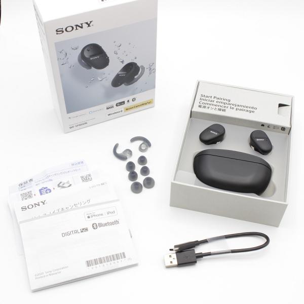 ヘッドフォン/イヤフォン SONY - SONY WF-SP800N(B) SONY 【美品】ソニー WF-SP800N (B) ブラック ワイヤレス ノイズ