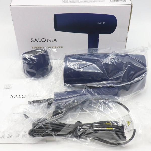 ボーナスストア+5％【新品】サロニア スピーディーイオンドライヤー SL-013NV ネイビー ヘアドライヤー マイナスイオン コンパクト 本体
