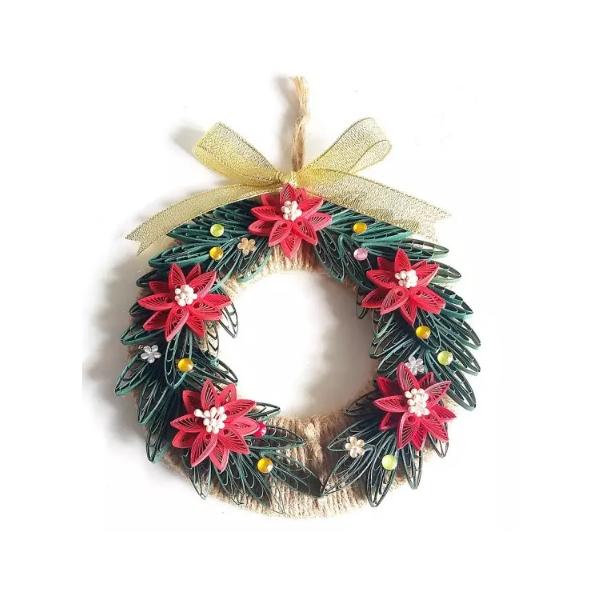 ペーパークイリングキット 「クリスマスリース」 ポインセチア