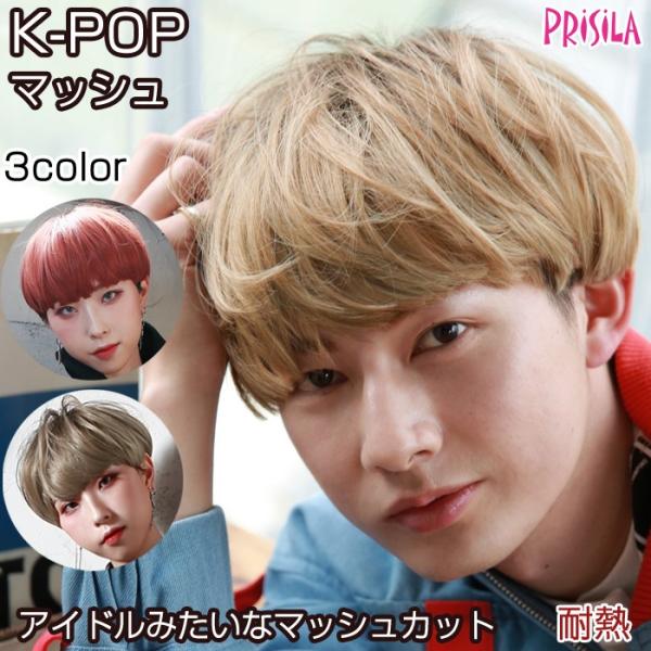 ウィッグ ショート フルウィッグ K-POPマッシュ グラデーションカラーウィッグ プリシラ CTA-200 耐熱 |韓国 韓流 アイドル コスプレ 男性 女性 ユニセックス