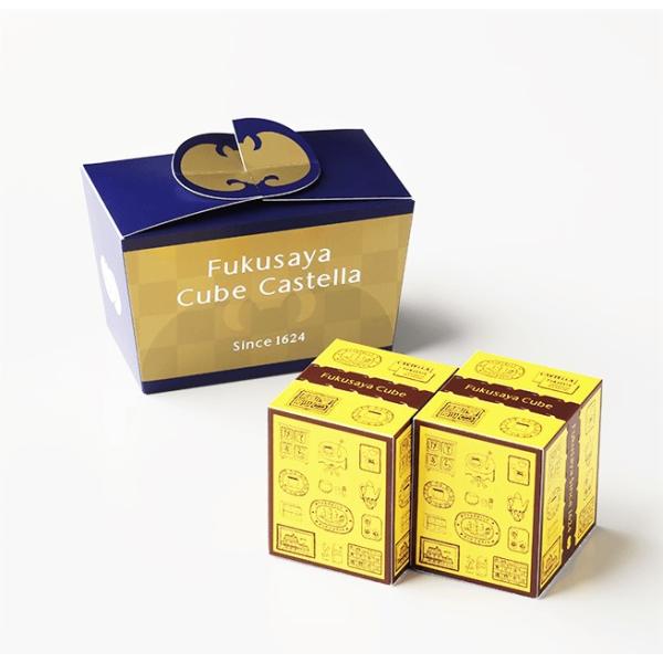 福砂屋　フクサヤキューブ　カステラ　2個入　☆話題のスイーツ☆カステラ本家　フクサヤ　カステラ　キューブ　ギフトセットカステラの本家、大人気の福砂屋の食べやすいキューブカステラです♪伝統の味で焼き上げるカステラは幅広い年代の方々から支持され...