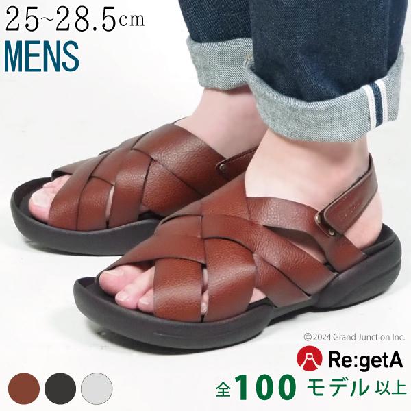 リゲッタ メンズ サンダル おしゃれ 疲れない 厚底 かかと 付き 人気 編み込み ストラップ