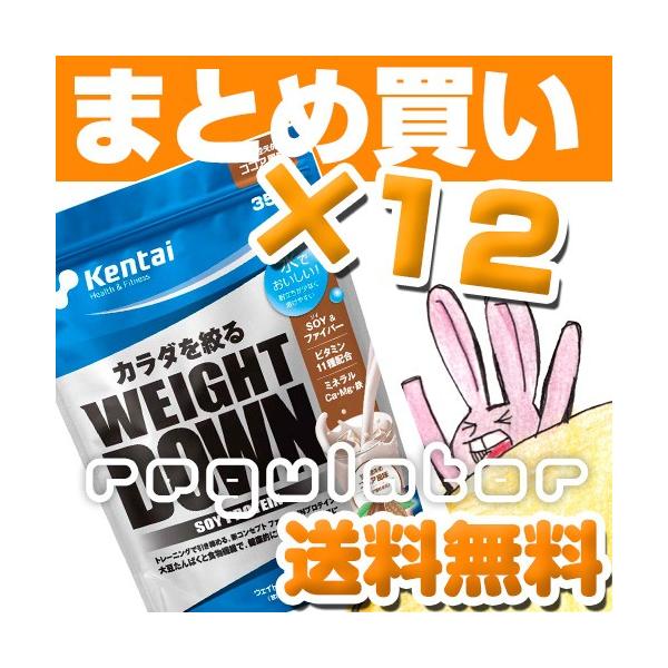 （まとめ買い）【Kentai】ウェイトダウン ソイプロテイン ココア風味 350g×12（送料無料）【ケンタイ・健康体力研究所】