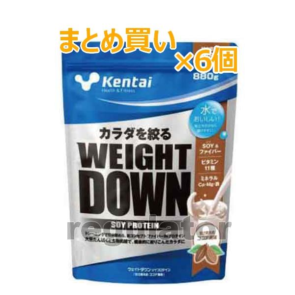 （まとめ買い）【Kentai】ウェイトダウン ソイプロテイン ココア風味 880g×６（送料無料）【ケンタイ・健康体力研究所】