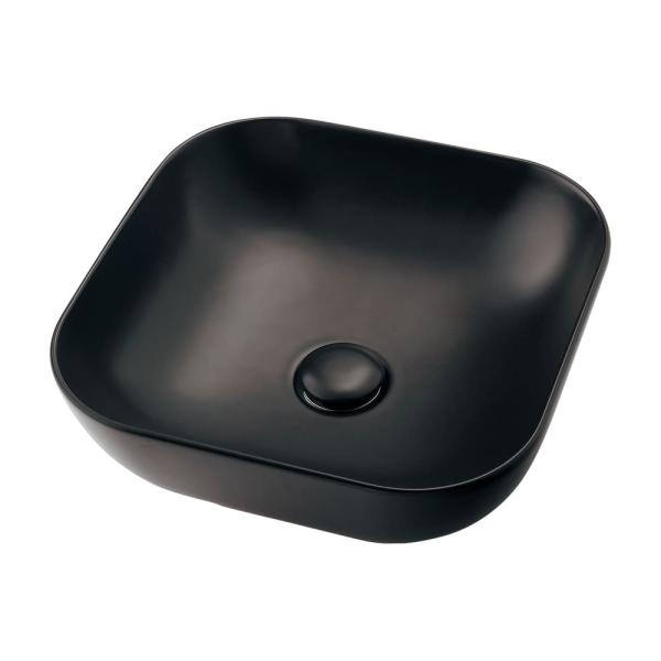 ●カラー：マットブラック●材質：陶器製説明文●切込寸法φ90ミリ●専用排水上部セット・陶器製化粧キャップ付き●固定金具付き