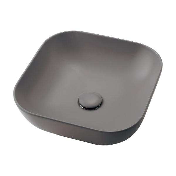 ●カラー：マットグレー●材質：陶器製説明文●切込寸法φ90ミリ●専用排水上部セット・陶器製化粧キャップ付き●固定金具付き