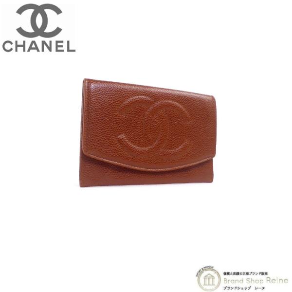 キャビアスキン シャネル （CHANEL） ココマーク ミディアム 二つ折り  