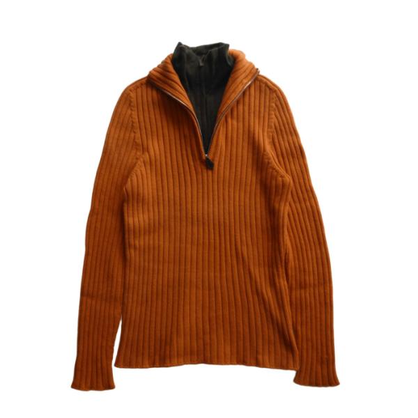 HERMES（エルメス） ウール カシミヤ レイヤード ハーフジップ ニット