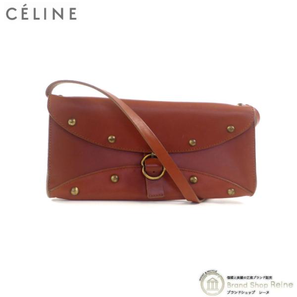 CELINE（セリーヌ） スタッズ レザー ショルダー バッグ ブラウン