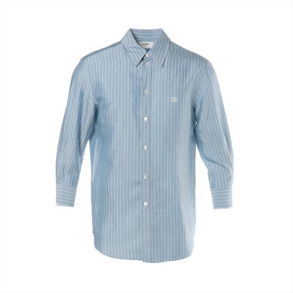 CELINE エディ期 22SS シルク100% ストライプシャツ トリオンフ reine-web_23-042385