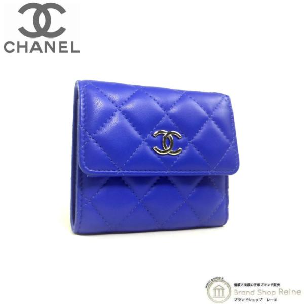 CHANEL シャネル ラムスキン マトラッセ ココマーク 長財布 ブルー マトラッセ シャネル （CHANEL） ラムスキン スモール フラップ