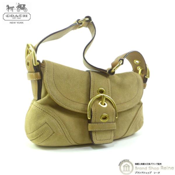 美品　COACH ベージュスエード ハンドバッグ　ショルダーバッグ COACH コーチ （COACH） スエード ベルトバックル 肩掛け ワン