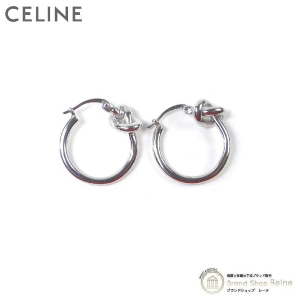 セリーヌ ノット スモール ブラス フープ ピアス シルバー CELINE セリーヌ メンズ ノットスモールフープ ピアス シルバー