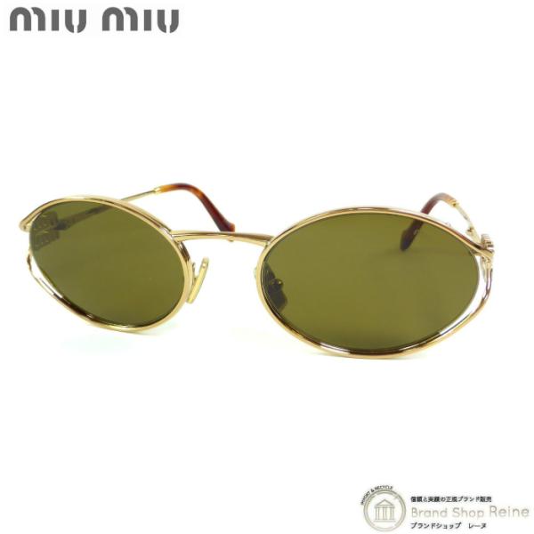 miu miu ミュウミュウ サングラス SMU 52W ゴールド べっ甲 miu miu（ミュウミュウ） ロゴ メタル サングラス SMU52Y オーバル