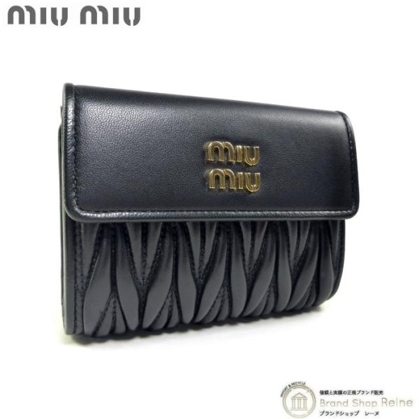 miu miu 二つ折り財布 マテラッセ ブラック miu ミュウミュウ 二つ折り財布 マテラッセ ブラック ゴールド