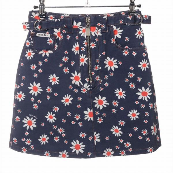 【完売必至】Miu Miu コットン ミニスカート miu ミュウミュウ （MIUMIU） コットン 花柄 ミニスカート 36