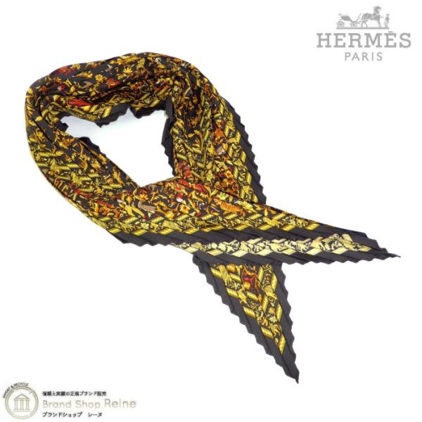 HERMES エルメス カレ プリセ インドの狩猟 プリーツスカーフ 美品 reine-web_25-047269