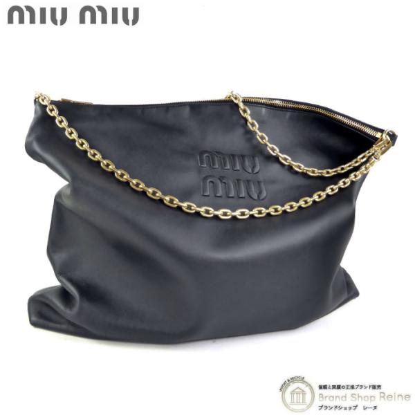 miu miu 黒 レザー ショルダーバッグ　14万円　ヴィンテージ miu ミュウミュウ （MIUMIU） チェーン レザー ショルダー