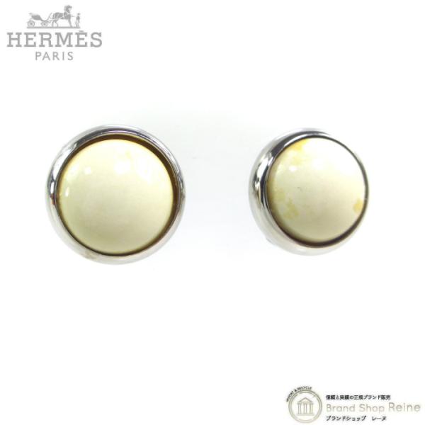 HERMES（エルメス） エクリプス ピアス ホワイトストーン メタル 両耳