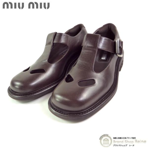 美品♡ミュウミュウ miumiu パンプス 靴 リボン シューズ ヒール miu miu（ミュウミュウ） Tバー レザーシューズ ローファー パンプス