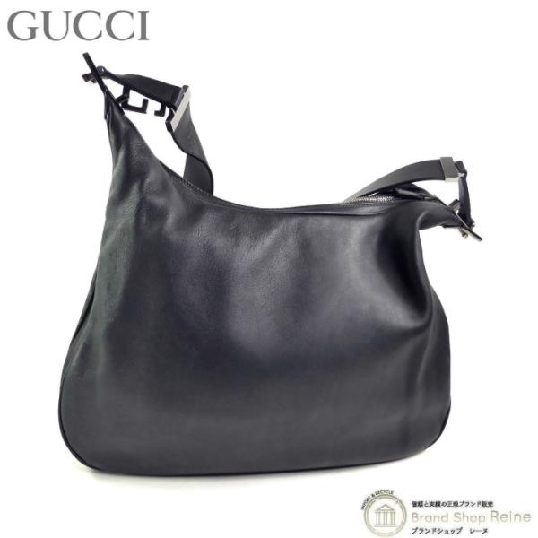 GUCCI グッチ  001 3341 ショルダーバッグ レザー ブラック レディース ファッション【中古】 GUCCI（グッチ） レザー 肩掛け ワンショルダー バッグ 001・3341