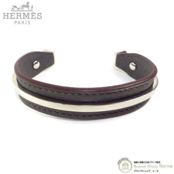 HERMES（エルメス） レザー×メタル コンビバングル ブレスレット C刻