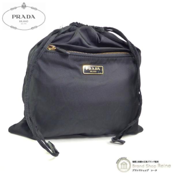 【極上美品✨】プラダ リュック 巾着 テスートナイロン × レザー 黒色 PRADA（プラダ） テスート ナイロン ポーチ ドローストリング 巾着