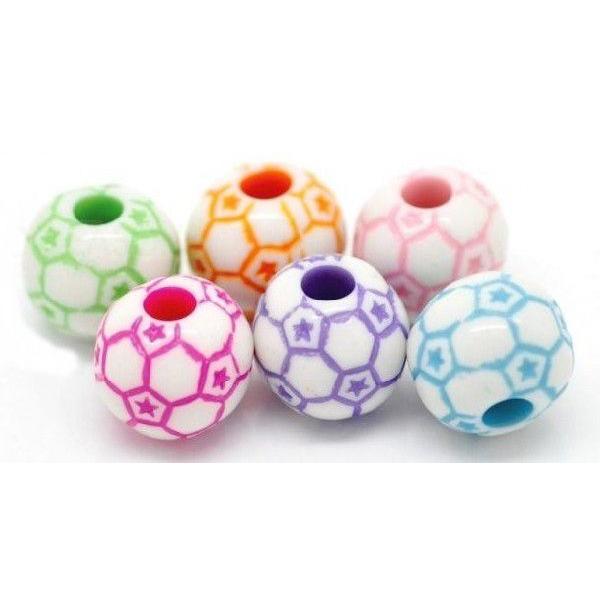 ビーズ100個入アクリルビーズサッカーボール カラフル プラスチックビーズ12mm 11mm Gyopa 0423 クラフト手芸レネット 通販 Yahoo ショッピング