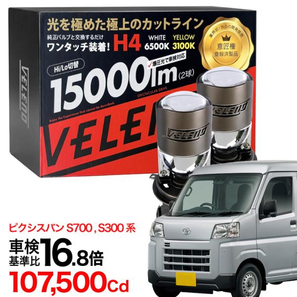 ピクシス バン R3.12〜 S700M S301M S301 専用 H4 LED プロジェクター ヘッドライト 実測値 15000lm ハイビーム ロービーム