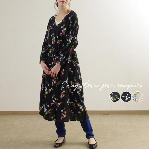ワンピース レディース ファッション ゆったり 体型カバー 30代 40代 夏 ガウンワンピ 花柄 羽織り 2way カジュアル レーヨン プチプラ Buyee 日本代购平台 产品购物网站大全 Buyee一站式代购 Bot Online