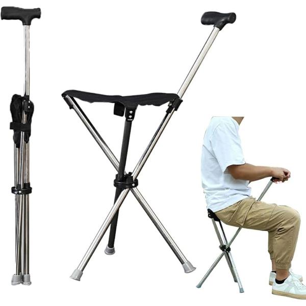 ステッキ チェア 折りたたみ 椅子 杖 耐荷重120kg 2way 軽量 高齢者 介護 登山