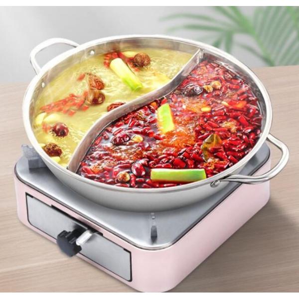 【初購入3500円以上で7％OFF】 仕切り鍋 2￣4人用 鴛鴦鍋 両手鍋 2食鍋 26CM卓