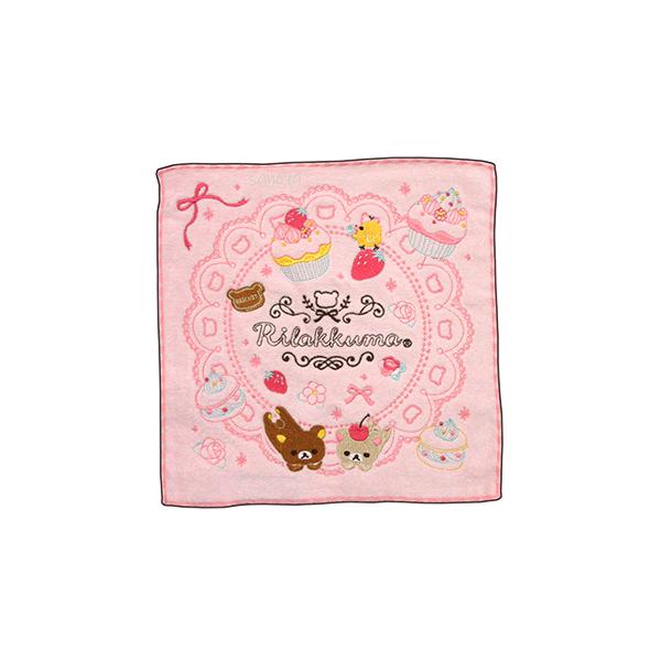 リラックマ ミニタオル ハンカチタオル デザート  ピンク 25x25cm 綿100％