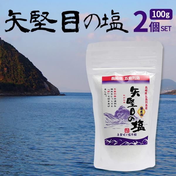 矢堅目の塩 100g ２個セット 食塩 長崎県五島近海の海水100% 調味料 粗塩 海水塩 釜焚き塩 平釜製法 無添加 送料無料