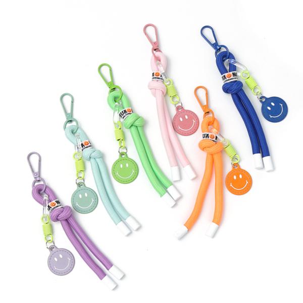 キーホルダー 可愛い レディース メンズ 子ども リング ストラップ 鍵 キー 紐 シンプル カラビナ アクセサリー スマイル紐